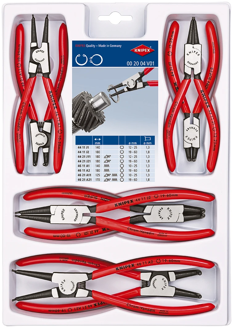 Knipex 00 20 04 V01 8 Piece Precision Circlip Plier Set 1 Knipex 00 20 04 V01 8 Piece Precision Circlip Plier Set