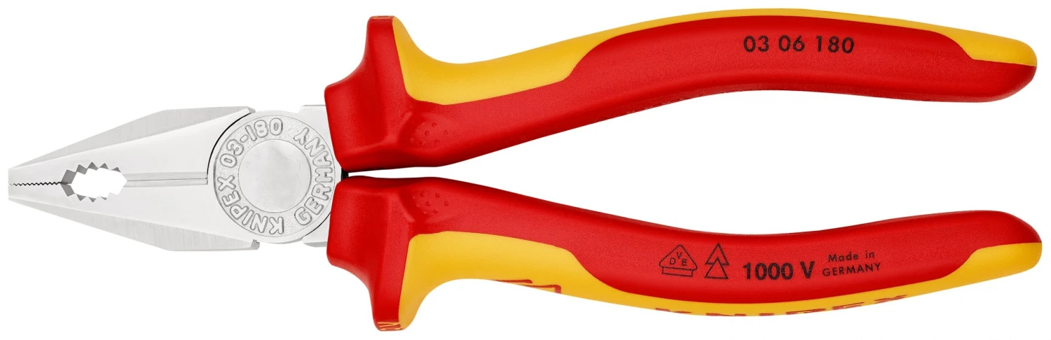 Knipex 03 06 180 VDE Combination Pliers With Multi-Component Grip 180mm 1 Knipex 03 06 180 VDE Combination Pliers With Multi-Component Grip 180mm