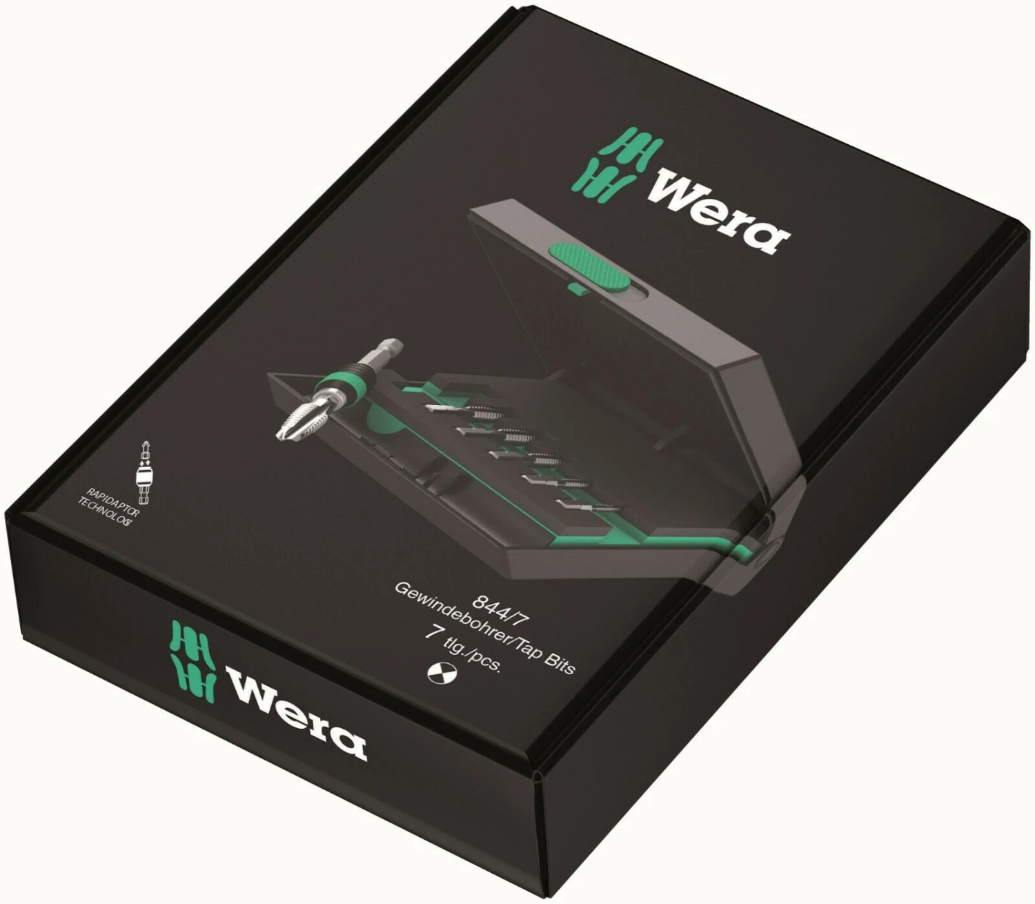 Wera 104654 844/7 7 Piece Metric HSS Metal Tap Threading Bit Set & 1/4" Bit Holder 2 Wera 104654 844/7 7 Piece Metric HSS Metal Tap Threading Bit Set & 1/4" Bit Holder - Image 2