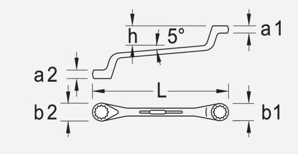 Gedore 2 Metric Double End Offset Ring Spanner Wrench 20x22mm 2 Gedore 2 Metric Double End Offset Ring Spanner Wrench 20x22mm - Image 2