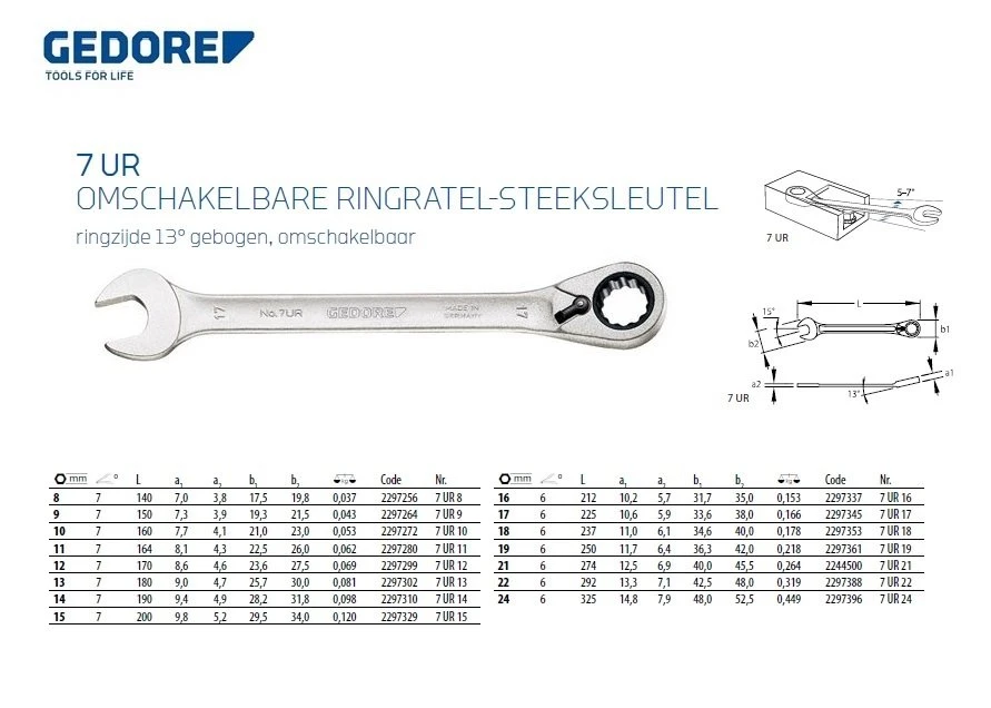 Gedore 7 UR Metric Reversible Ratcheting Combination Spanner Wrench 17mm 3 Gedore 7 UR Metric Reversible Ratcheting Combination Spanner Wrench 17mm - Image 3