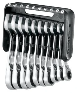 Facom 467BS.JP10 10 Piece Metric Stubby Anti-Slip Ratcheting Spanner Set 7-17mm