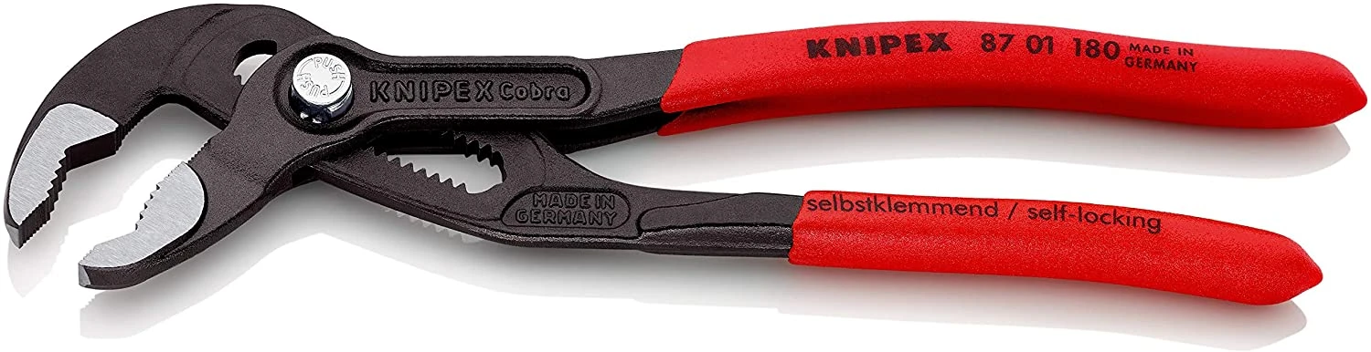 Knipex 87 01 180 Cobra® Waterpump Pliers PVC Grip 180mm - 36mm Capacity 1 Knipex 87 01 180 Cobra® Waterpump Pliers PVC Grip 180mm - 36mm Capacity