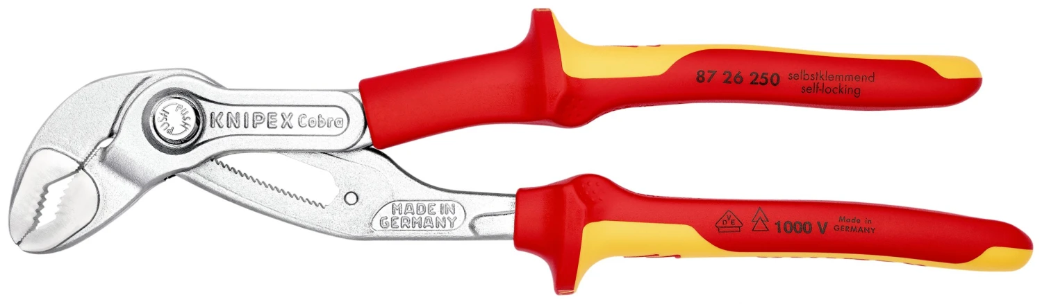 Knipex 87 26 250 Cobra® VDE Hightech Waterpump Pliers 250mm - 46mm Capacity 1 Knipex 87 26 250 Cobra® VDE Hightech Waterpump Pliers 250mm - 46mm Capacity