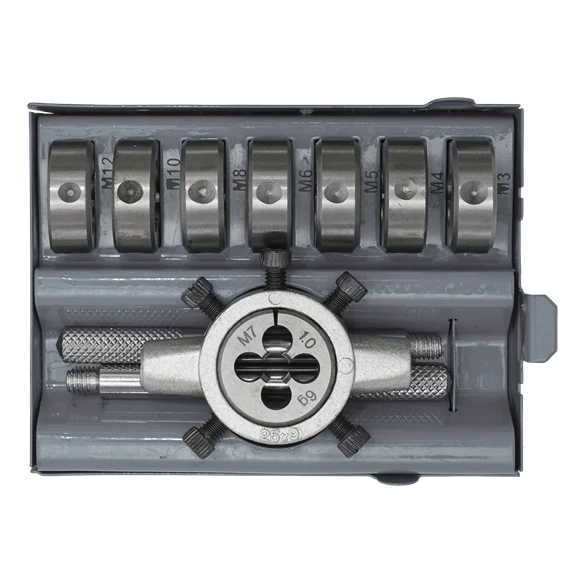 Sealey Tools AK3009 9 Piece Split Die Set M3 - M12 (Threading) 3 Sealey Tools AK3009 9 Piece Split Die Set M3 - M12 (Threading) - Image 3