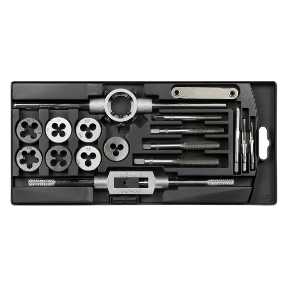 Sealey AK321 Carbon Steel Metric Tap & Die Threading Set + Holder & Wrench 1 Sealey AK321 Carbon Steel Metric Tap & Die Threading Set + Holder & Wrench