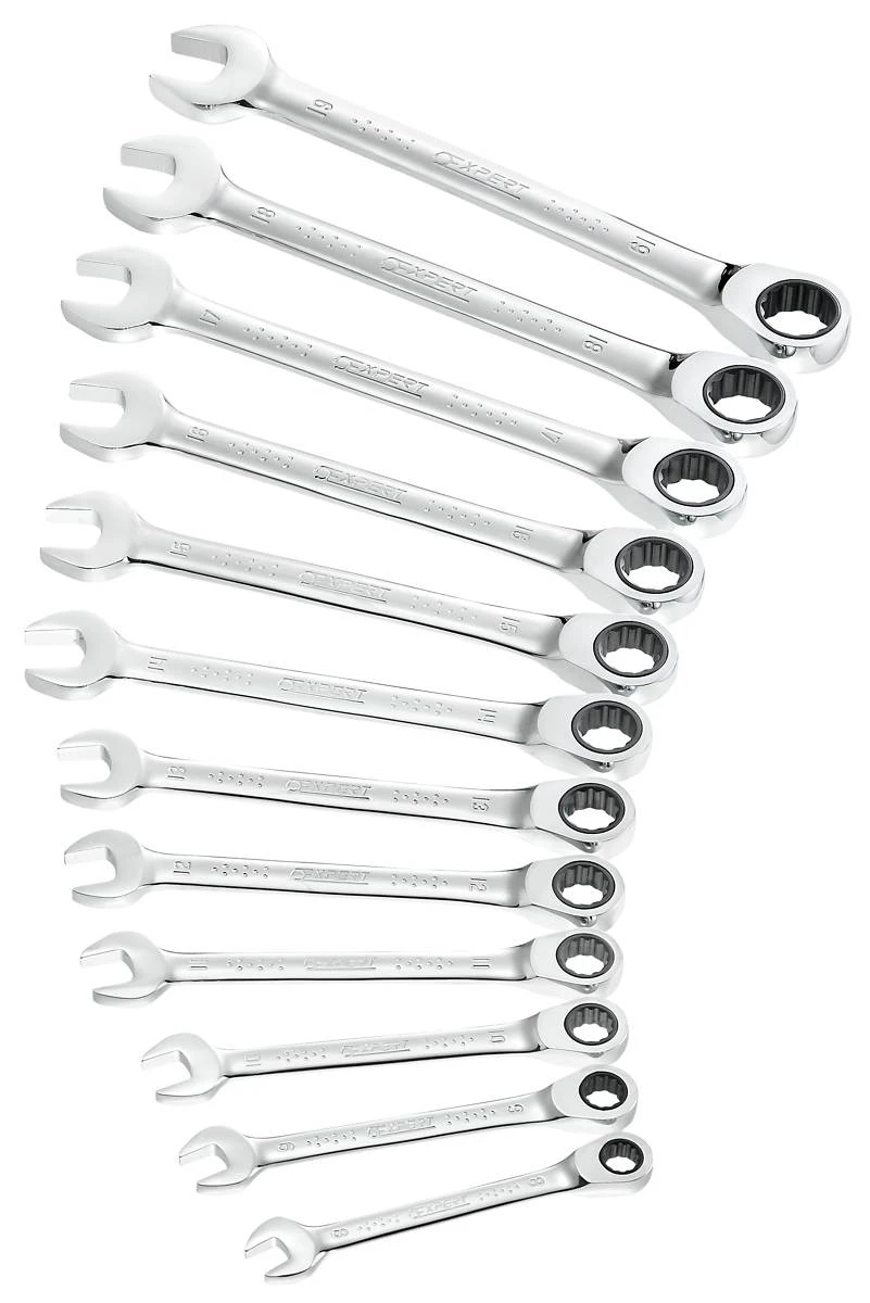 Expert By Facom E111137 12 Piece Metric Flat Ratcheting Combination Spanner Set 8-19mm 2 Expert By Facom E111137 12 Piece Metric Flat Ratcheting Combination Spanner Set 8-19mm - Image 2