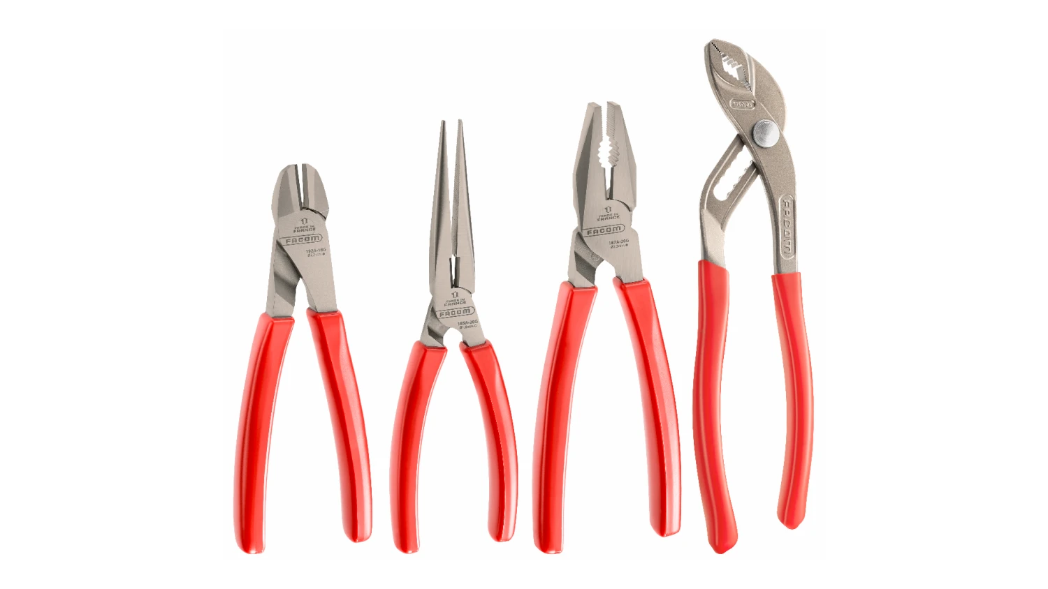 Facom GJP.A1 4 Piece Professional Plier Set, Combination, Long Nose, Snips & Multi-grip Pliers 1 Facom GJP.A1 4 Piece Professional Plier Set, Combination, Long Nose, Snips & Multi-grip Pliers